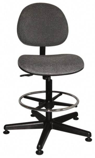 Bevco - Swivel Stool - 18" Wide x 18" Deep, Woven Fabric Seat, Gray - Makers Industrial Supply