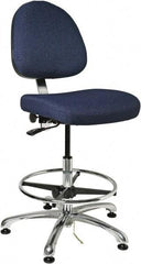 Bevco - ESD Swivel Stool with Back Rest - 20" Wide x 18" Deep, Fabric Mesh Seat, Navy - Makers Industrial Supply