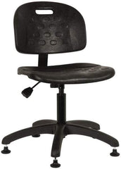 Made in USA - Adjustable Chair - 19-1/4" Wide x 17-1/4" Deep, Polyurethane Seat, Black - Makers Industrial Supply