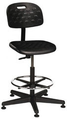 Made in USA - 22 to 32" High Swivel Stool - 18" Wide x 17-1/4" Deep, Polyurethane Seat, Black - Makers Industrial Supply