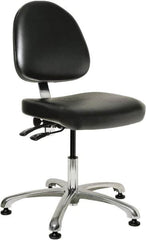 Bevco - Pneumatic Height Adjustable Chair - 20" Wide x 18" Deep, Vinyl Seat, Black - Makers Industrial Supply