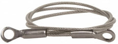 Made in USA - 18" Long, Stainless Steel Cable Eye & Eye End, Quick Release Pin Lanyard - 3/64" Cable Diam, 3/16" Hole Diam, Nylon Cable - Makers Industrial Supply