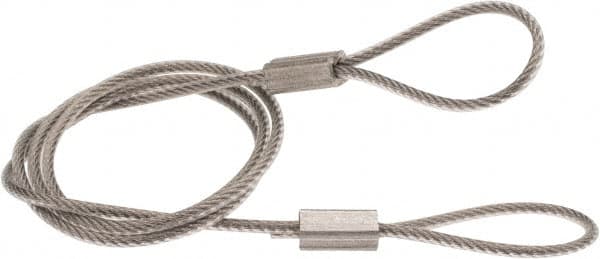 Made in USA - 18" Long, Stainless Steel Cable Loop & Loop End, Quick Release Pin Lanyard - 3/64" Cable Diam, Nylon Cable - Makers Industrial Supply