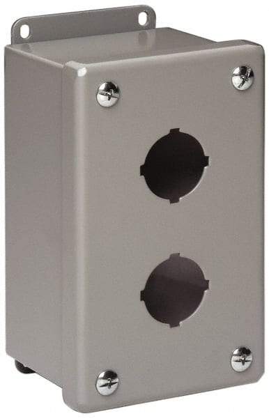 Cooper B-Line - 3 Hole, 1.203 Inch Hole Diameter, Stainless Steel Pushbutton Switch Enclosure - 8 Inch High x 3-1/4 Inch Wide x 2-3/4 Inch Deep, 12, 13 NEMA Rated - Makers Industrial Supply