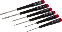 Wiha - 6 Piece Slotted Screwdriver Set - Round Shank, Ergonomic Handle - Makers Industrial Supply