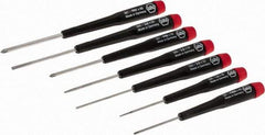 Wiha - 7 Piece Phillips & Slotted Screwdriver Set - Round Shank, Ergonomic Handle, Bit Sizes: Philips #00 to #1 - Makers Industrial Supply