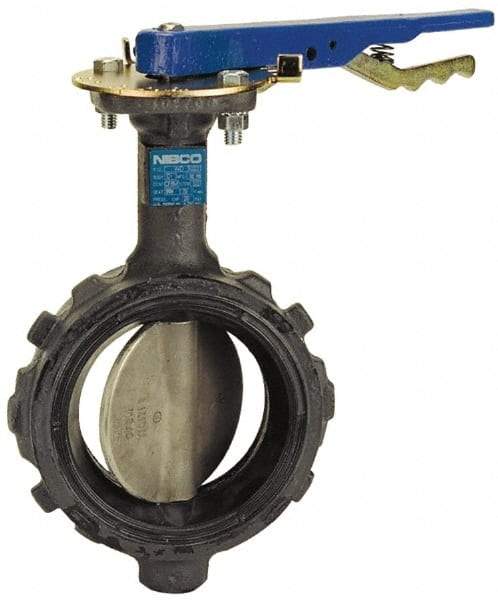 NIBCO - 6" Pipe, Wafer Butterfly Valve - Lever Handle, Ductile Iron Body, EPDM Seat, 250 WOG, Stainless Steel (CF8M) Disc, Stainless Steel Stem - Makers Industrial Supply