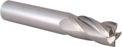 Made in USA - 1/2", 1" LOC, 1/2" Shank Diam, 3" OAL, 4 Flute, Solid Carbide Square End Mill - Single End, Uncoated, Spiral Flute, 30° Helix, Right Hand Cut, Right Hand Flute - Makers Industrial Supply