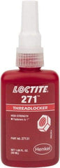 Loctite - 50 mL Bottle, Red, High Strength Liquid Threadlocker - Series 271, 24 hr Full Cure Time, Hand Tool, Heat Removal - Makers Industrial Supply