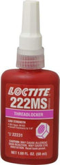 Loctite - 50 mL Bottle, Purple, Low Strength Liquid Threadlocker - Series 222MS, 24 hr Full Cure Time, Hand Tool, Heat Removal - Makers Industrial Supply