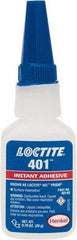 Loctite - 0.70 oz Bottle Clear Instant Adhesive - Series 401, 15 sec Fixture Time, 24 hr Full Cure Time, Bonds to Plastic & Rubber - Makers Industrial Supply