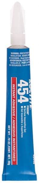 Loctite - 0.70 oz Tube Clear Instant Adhesive - Series 454, 15 sec Fixture Time, 24 hr Full Cure Time, Bonds to Plastic & Rubber - Makers Industrial Supply