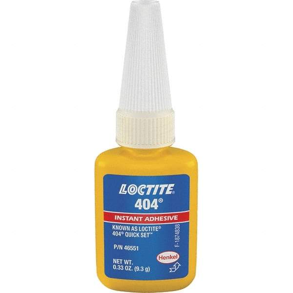 Loctite - 0.33 oz Bottle Clear Instant Adhesive - Series 404, 30 sec Fixture Time, 24 hr Full Cure Time, Bonds to Plastic & Rubber - Makers Industrial Supply