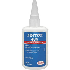 Loctite - 4 oz Bottle Clear Instant Adhesive - Series 404, 30 sec Fixture Time, 24 hr Full Cure Time, Bonds to Plastic & Rubber - Makers Industrial Supply