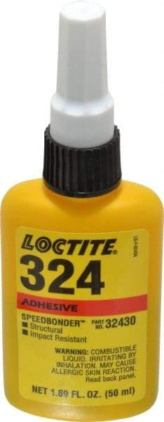 Loctite - 50 mL Bottle Structural Adhesive - 5 min Working Time, 3,000 to 3,600 psi Shear Strength, Series 324 - Makers Industrial Supply