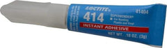 Loctite - 0.11 oz Tube Clear Instant Adhesive - Series 414, 20 sec Fixture Time, 24 hr Full Cure Time, Bonds to Metal, Plastic & Rubber - Makers Industrial Supply