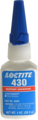 Loctite - 1 oz Bottle Clear Instant Adhesive - Series 430, 30 sec Fixture Time, 24 hr Full Cure Time, Bonds to Metal, Plastic & Rubber - Makers Industrial Supply