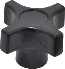 Gibraltar - 1-1/2" Head Diam, 4 Point Lobed Knob - 3/8-16 Hole, Phenolic, Black - Makers Industrial Supply