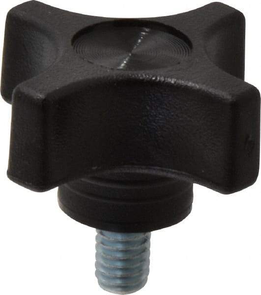 Gibraltar - 1-3/4" Head Diam, 4 Point Lobed Knob - 5/16-18 Stem, Thermoplastic, Black - Makers Industrial Supply