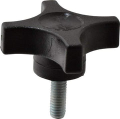 Gibraltar - 2-1/4" Head Diam, 4 Point Lobed Knob - 5/16-18 Stem, Thermoplastic, Black - Makers Industrial Supply