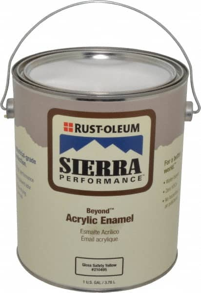 Rust-Oleum - 1 Gal Safety Yellow Semi Gloss Finish Acrylic Enamel Paint - Interior/Exterior, <0 gL VOC Compliance - Makers Industrial Supply