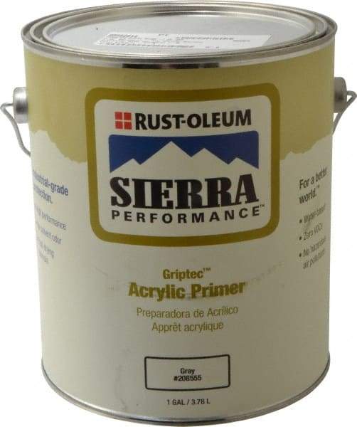 Rust-Oleum - 1 Gal Semi Gloss Gray Water-Based Acrylic Enamel Primer - 180 to 545 Sq Ft/Gal, 0 gL Content - Makers Industrial Supply