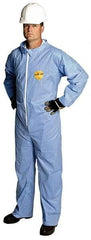 Dupont - Size XL Film Laminate General Purpose Coveralls - Blue, Zipper Closure, Open Cuffs, Open Ankles, Serged Seams - Makers Industrial Supply