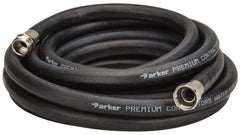 Parker - 25' Long Water Hose - 5/8" Diam, 3/4" GHT, Rubber, 125 psi, Black - Makers Industrial Supply