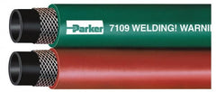 Parker - 3/8" Inside x 0.656" Outside Diam, Grade T Welding Hose - Green & Red, 25' Long, Twin Style, 200 psi Working Pressure - Makers Industrial Supply