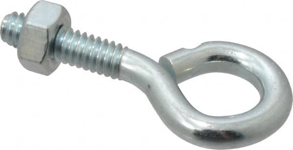 Gibraltar - 1/4-20, Zinc-Plated Finish, Steel Wire Turned Open Eye Bolt - 7/8" Thread Length, 1/2" ID x 1" OD, 1" Shank Length - Makers Industrial Supply