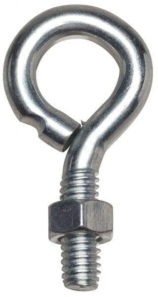 Gibraltar - 1/2-13, Zinc-Plated Finish, Steel Wire Turned Open Eye Bolt - 4" Thread Length, 1" ID x 2" OD, 6" Shank Length - Makers Industrial Supply