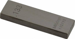 Mitutoyo - 0.133" Rectangular Steel Gage Block - Accuracy Grade AS-1, Includes Certificate of Inspection - Makers Industrial Supply