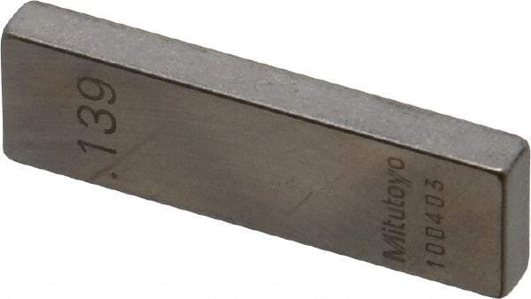 Mitutoyo - 0.139" Rectangular Steel Gage Block - Accuracy Grade AS-1, Includes Certificate of Inspection - Makers Industrial Supply