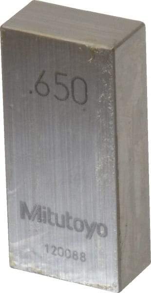 Mitutoyo - 0.65" Rectangular Steel Gage Block - Accuracy Grade AS-1, Includes Certificate of Inspection - Makers Industrial Supply