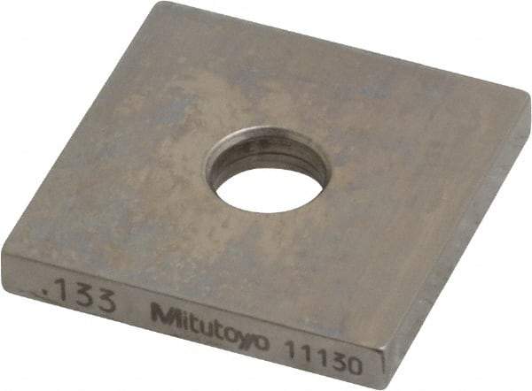 Mitutoyo - 0.133" Square Steel Gage Block - Accuracy Grade 0, Includes Certificate of Inspection - Makers Industrial Supply