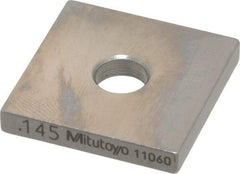 Mitutoyo - 0.145" Square Steel Gage Block - Accuracy Grade 0, Includes Certificate of Inspection - Makers Industrial Supply