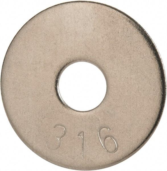 Value Collection - 1/4" Screw, Grade 316 Stainless Steel Fender Flat Washer - 1/4" ID x 1" OD, 0.06" Thick, Plain Finish - Makers Industrial Supply