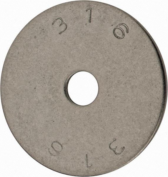 Value Collection - 1/4" Screw, Grade 18-8 Stainless Steel Fender Flat Washer - 1/4" ID x 1-1/2" OD, 0.072" Thick, Plain Finish - Makers Industrial Supply