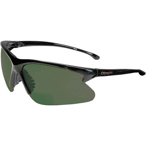 Jackson Safety - +1.5, Green Lenses, Framed Magnifying Safety Glasses - UV Protection, Black Frame - Makers Industrial Supply