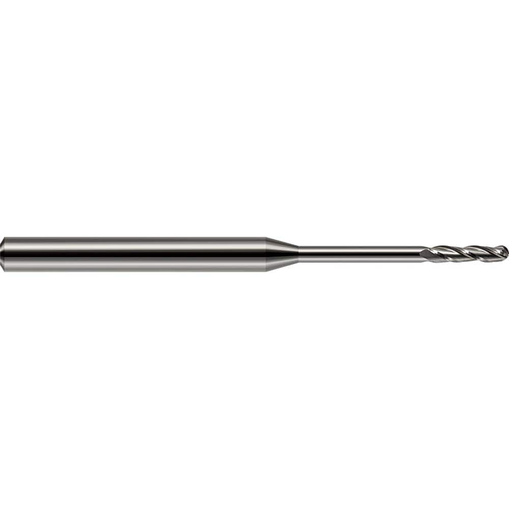 Harvey Tool - Ball End Mills; Mill Diameter (Decimal Inch): 0.0950 ; Number of Flutes: 3 ; Length of Cut (Inch): 3/4 ; Length of Cut (Decimal Inch): 0.7500 ; Material: Solid Carbide ; Overall Length (Inch): 2-1/2 - Exact Industrial Supply