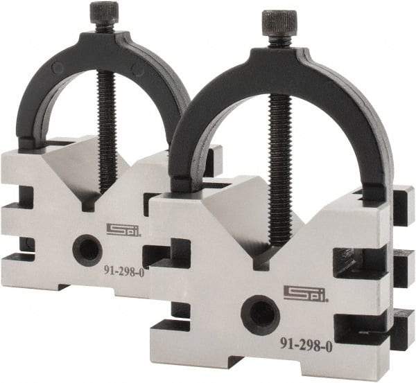 SPI - 2" Max Capacity, 90° Angle, Hardened Steel V-Block - 2-3/8" Long x 2-3/4" Wide x 2" High, Sold as Matched Pair - Makers Industrial Supply