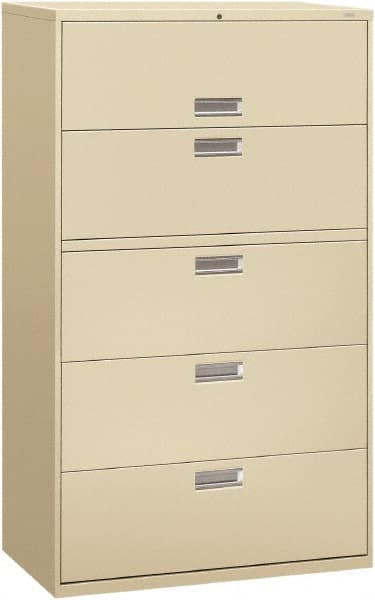 Hon - 42" Wide x 67" High x 19-1/4" Deep, 5 Drawer Roll-Out, Roll-Out Posting - Steel, Putty - Makers Industrial Supply