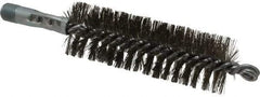 Schaefer Brush - 4-1/2" Brush Length, 1-1/2" Diam, Double Stem, Double Spiral Tube Brush - 7-1/4" Long, Stainless Steel, 1/4" NPSM Male Connection - Makers Industrial Supply