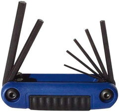 Eklind - 7 Piece Fold-Up Hex Key Set - Hex Range 2 to 8mm, Chrome Alloy Steel - Makers Industrial Supply