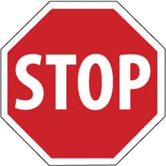 NMC - "Stop", 30" Wide x 30" High, Aluminum Stop & Yield Signs - 0.08" Thick, White on Red, High Intensity Reflectivity, Octagon, Post Mount - Makers Industrial Supply