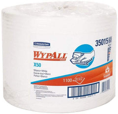 WypAll - X50 Dry Shop Towel/Industrial Wipes - Jumbo Roll, 13-3/8" x 9-3/4" Sheet Size, White - Makers Industrial Supply