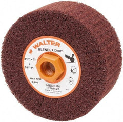 WALTER Surface Technologies - 4-1/2" Diam Aluminum Oxide Unmounted Flap Wheel - 5/8" Hole, 5/8-11 Thread, 2" Wide, Nonwoven, Medium Grade, 3,800 Max RPM - Makers Industrial Supply