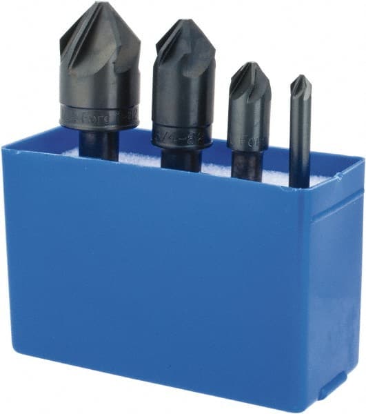 M.A. Ford - 4 Piece, 1/4 to 1" Head Diam, 82° Included Angle, Single End Countersink Set - Makers Industrial Supply