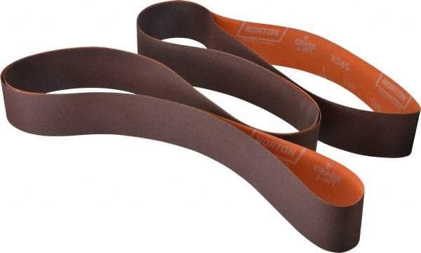 Norton - 2" Wide x 132" OAL, 180 Grit, Aluminum Oxide Abrasive Belt - Aluminum Oxide, Very Fine, Coated, J Weighted Cloth Backing, Series R245 - Makers Industrial Supply