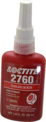 Loctite - 50 mL Bottle, Red, High Strength Liquid Threadlocker - Series 2760, 24 hr Full Cure Time, Hand Tool, Heat Removal - Makers Industrial Supply